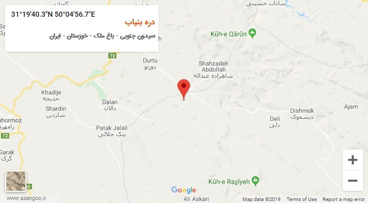 روستای دره بنیاب بر روی نقشه