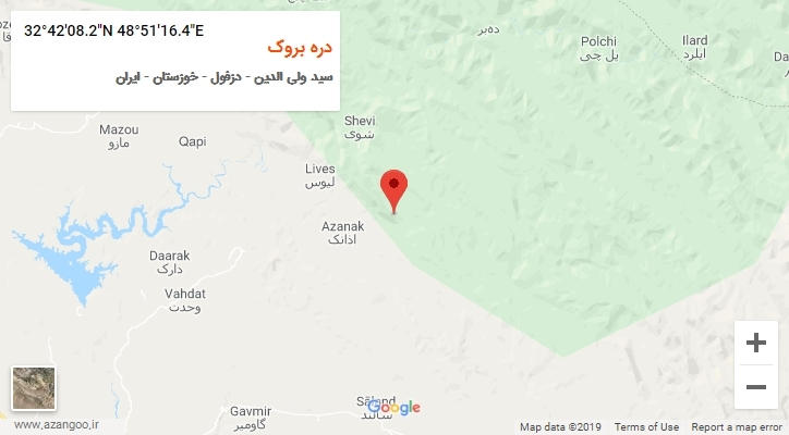 روستای دره بروک بر روی نقشه