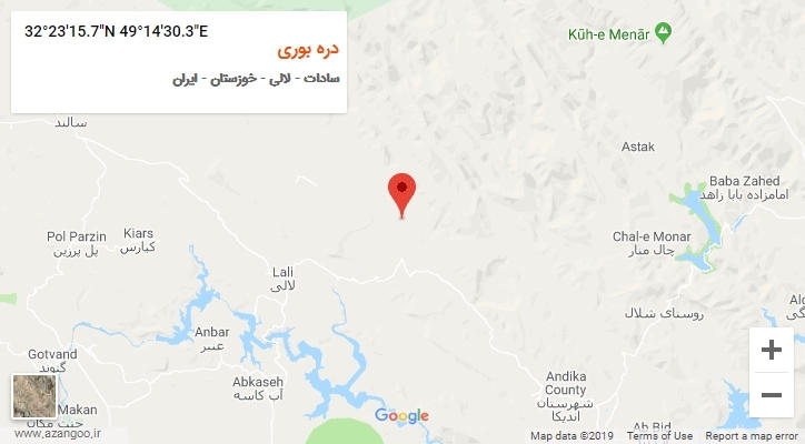 روستای دره بوری بر روی نقشه