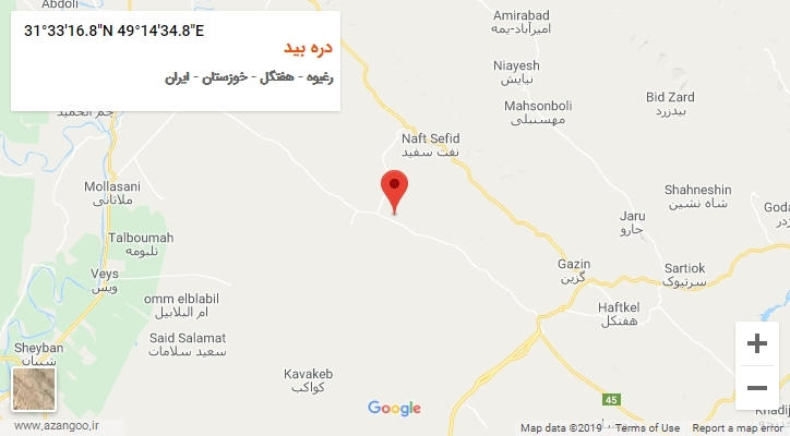 روستای دره بید بر روی نقشه