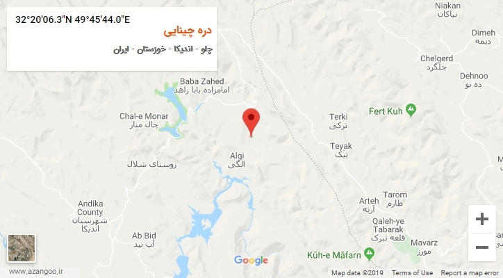 روستای دره چینایی بر روی نقشه