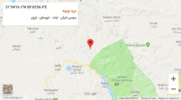 روستای دره چینه بر روی نقشه