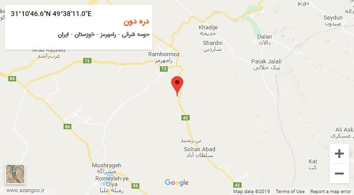 روستای دره دون بر روی نقشه