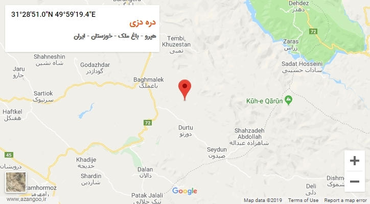 روستای دره دزی بر روی نقشه