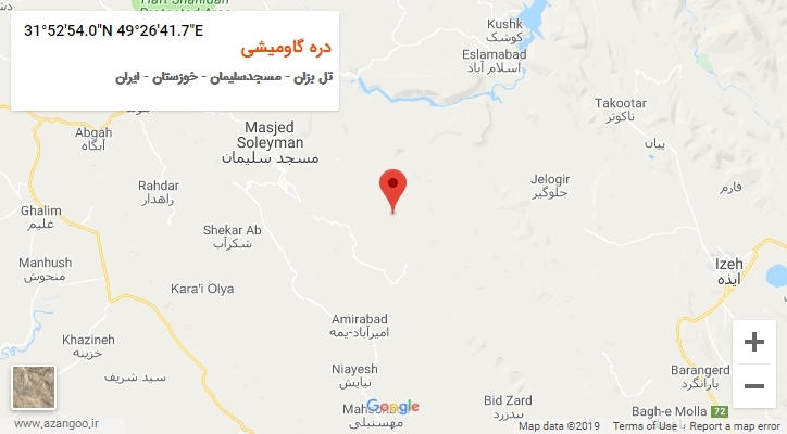 روستای دره گاومیشی بر روی نقشه
