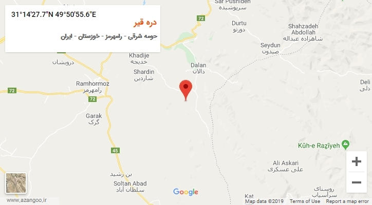 روستای دره قیر بر روی نقشه