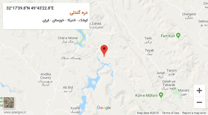 روستای دره گندلی بر روی نقشه