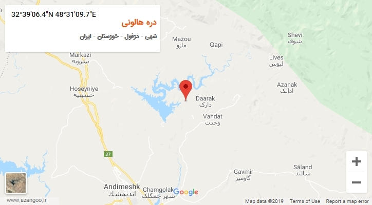 روستای دره هالونی بر روی نقشه
