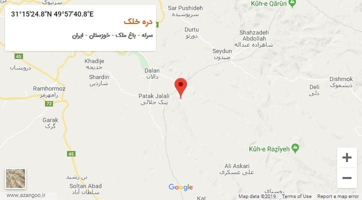 روستای دره خلک بر روی نقشه
