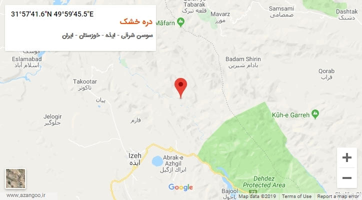 روستای دره خشک بر روی نقشه
