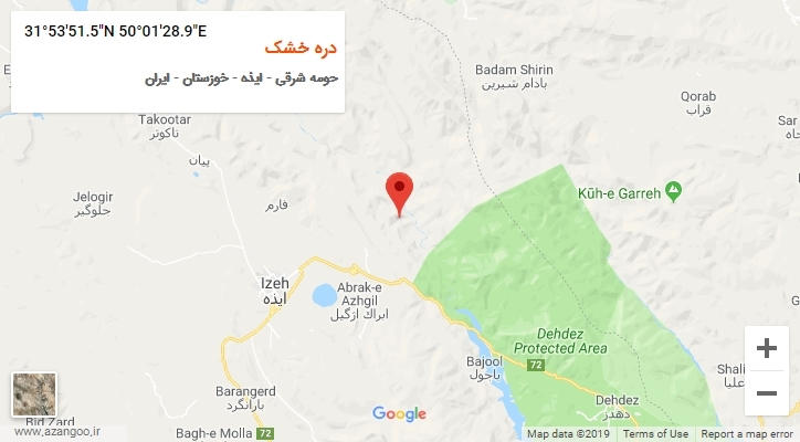 روستای دره خشک بر روی نقشه