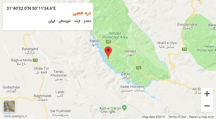 روستای دره خصی بر روی نقشه