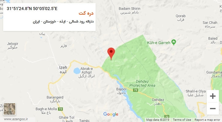 روستای دره کت بر روی نقشه