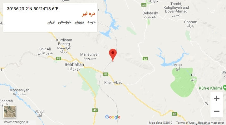 روستای دره لیر بر روی نقشه