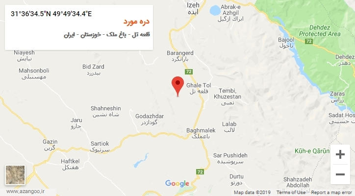 روستای دره مورد بر روی نقشه