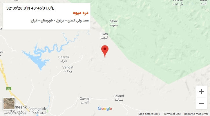 روستای دره میوه بر روی نقشه