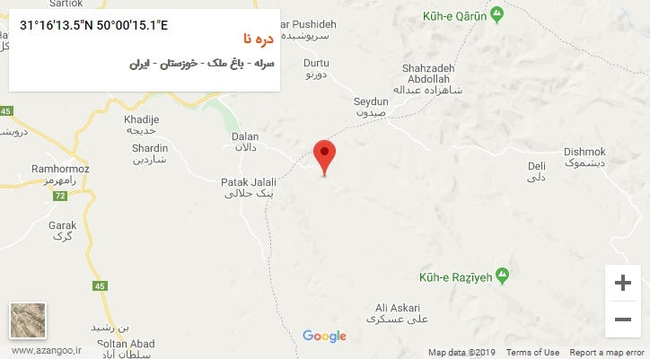 روستای دره نا بر روی نقشه