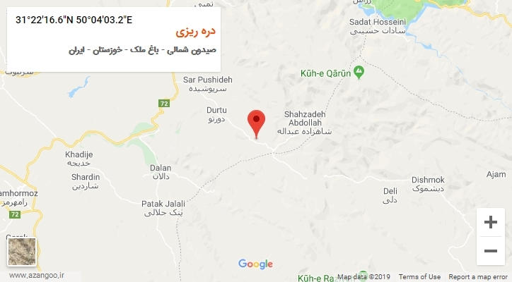 روستای دره ریزی بر روی نقشه
