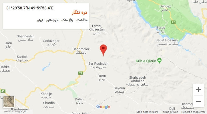 روستای دره تنگار بر روی نقشه