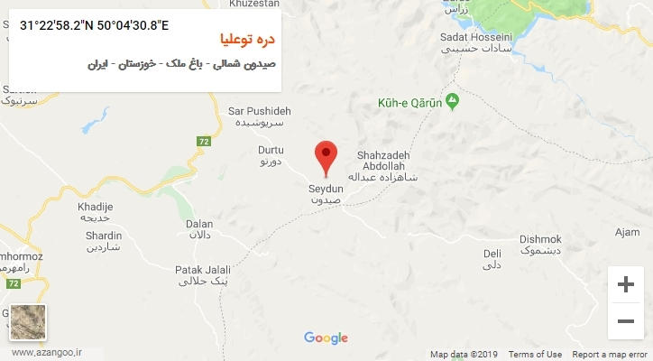 روستای دره توعلیا بر روی نقشه