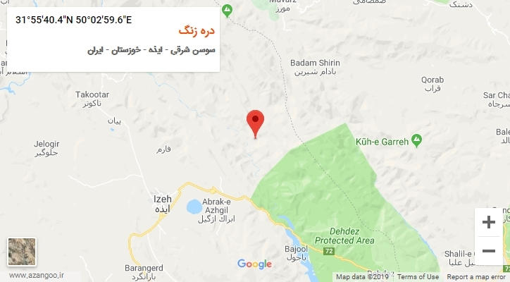 روستای دره زنگ بر روی نقشه