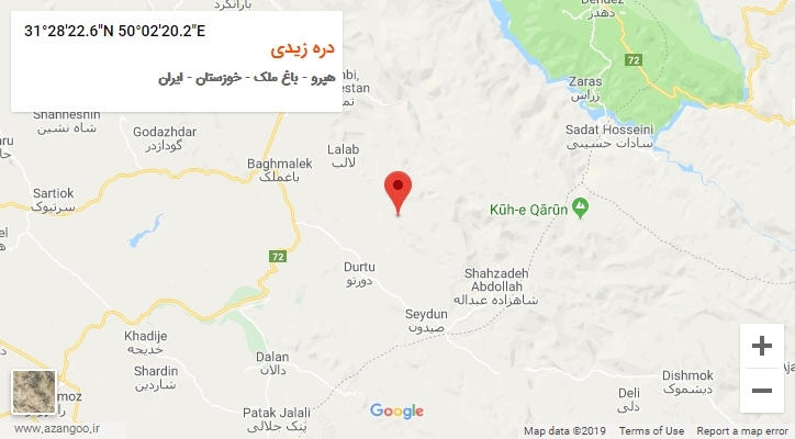 روستای دره زیدی بر روی نقشه
