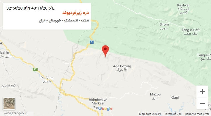 روستای دره زیرفردیوند بر روی نقشه