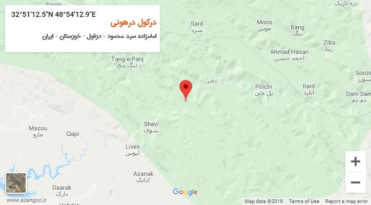 روستای درکول درهونی بر روی نقشه
