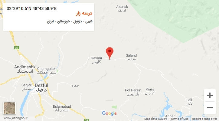 روستای درمنه زار بر روی نقشه