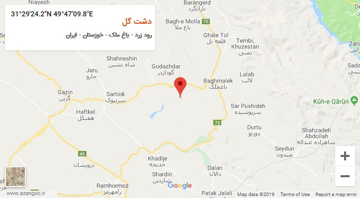 روستای دشت گل بر روی نقشه