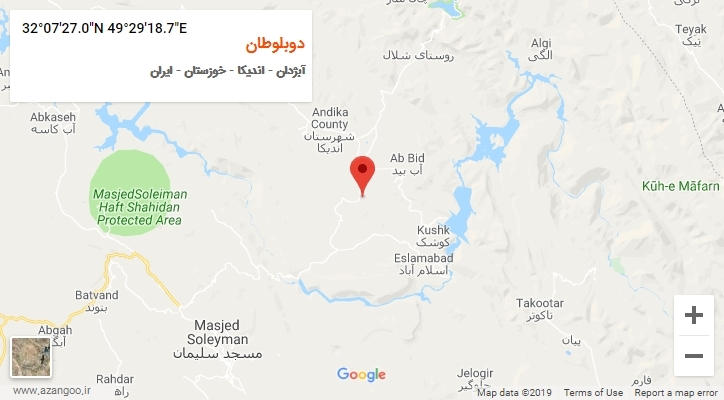 روستای دوبلوطان بر روی نقشه