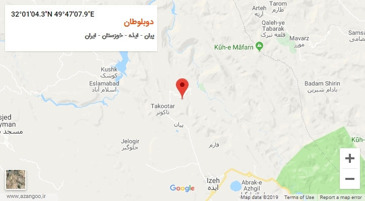 روستای دوبلوطان بر روی نقشه