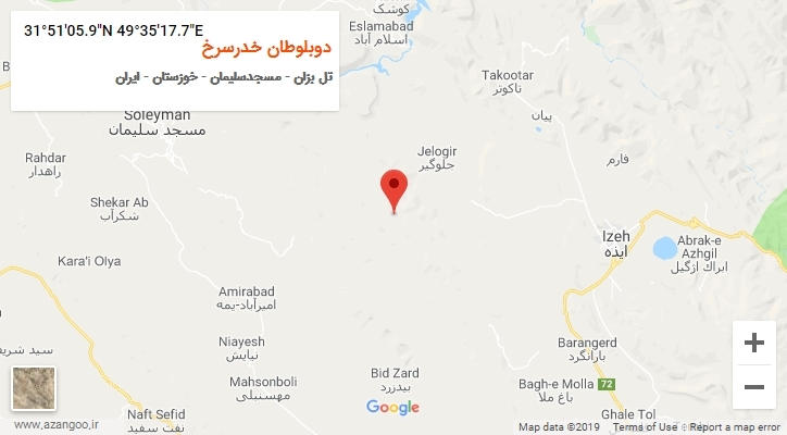 روستای دوبلوطان خدرسرخ بر روی نقشه