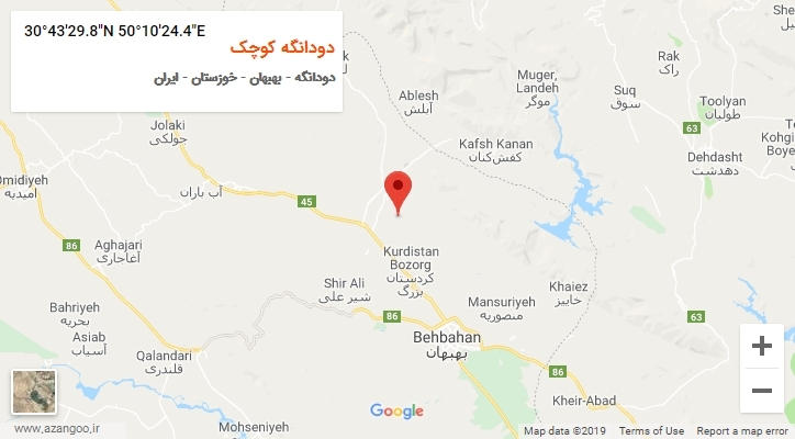 روستای دودانگه کوچک بر روی نقشه
