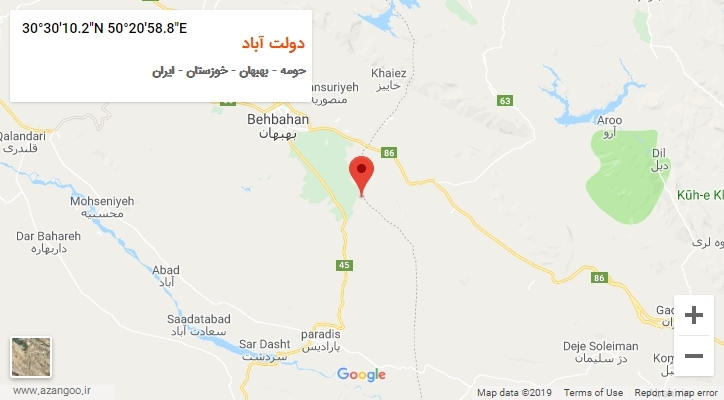 روستای دولت آباد بر روی نقشه