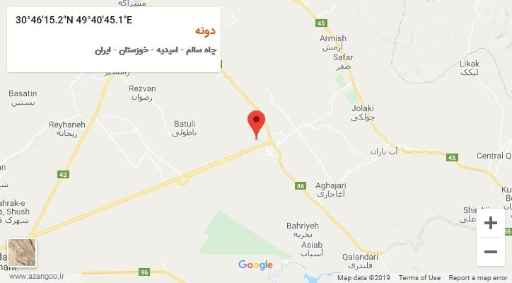 روستای دونه بر روی نقشه