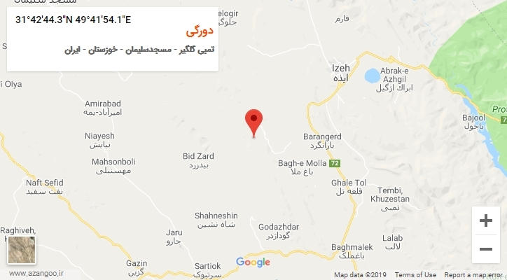روستای دورگی بر روی نقشه