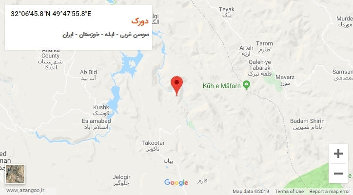 روستای دورک بر روی نقشه