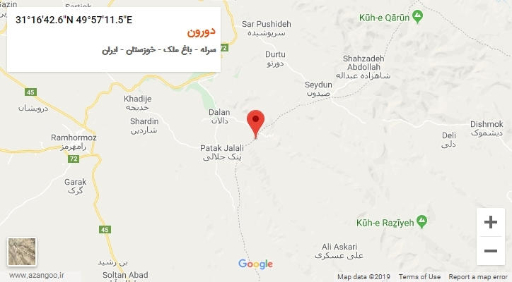 روستای دورون بر روی نقشه