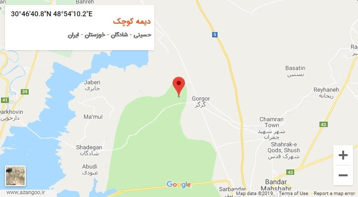 روستای دیمه کوچک بر روی نقشه