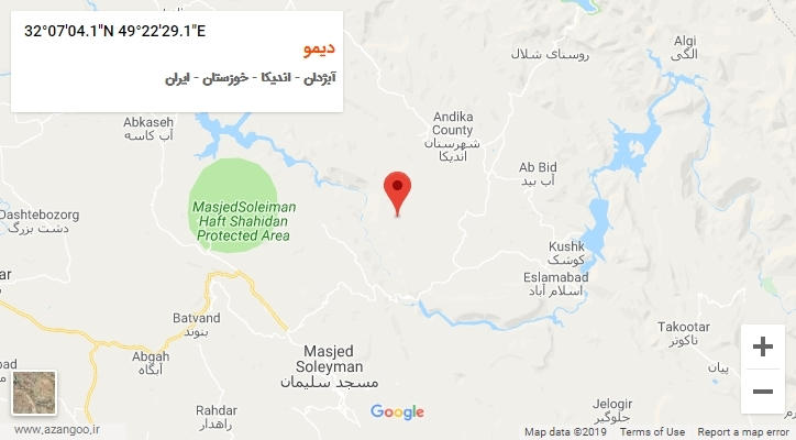 روستای دیمو بر روی نقشه