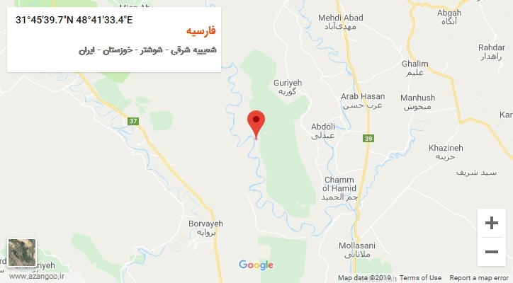 روستای فارسیه بر روی نقشه