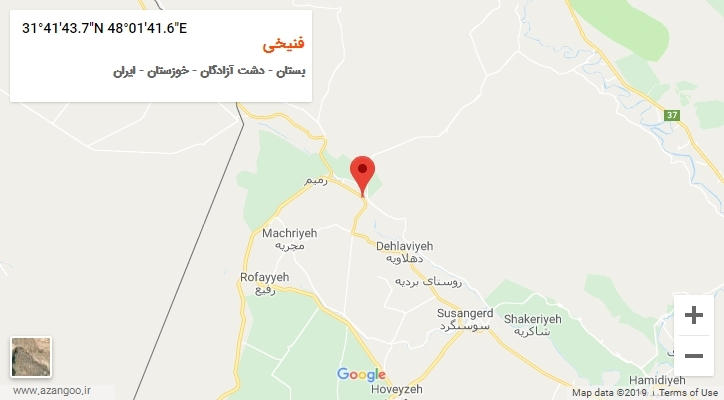 روستای فنیخی بر روی نقشه