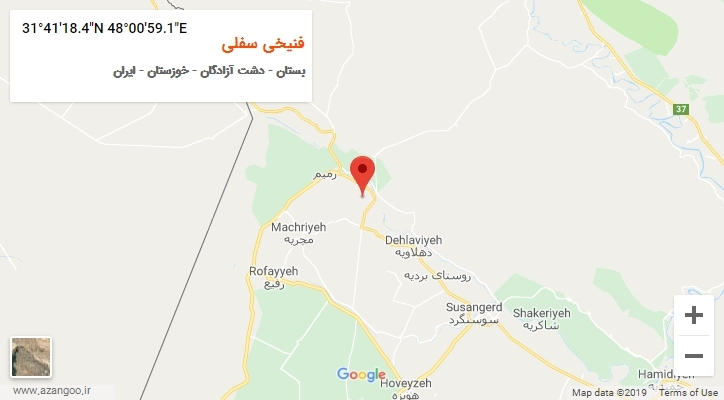 روستای فنیخی سفلی بر روی نقشه
