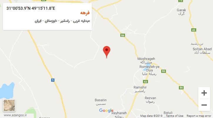 روستای فرهه بر روی نقشه