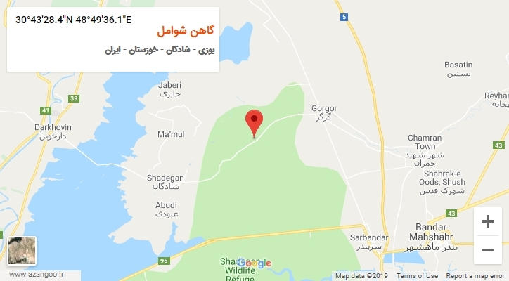 روستای گاهن شوامل بر روی نقشه