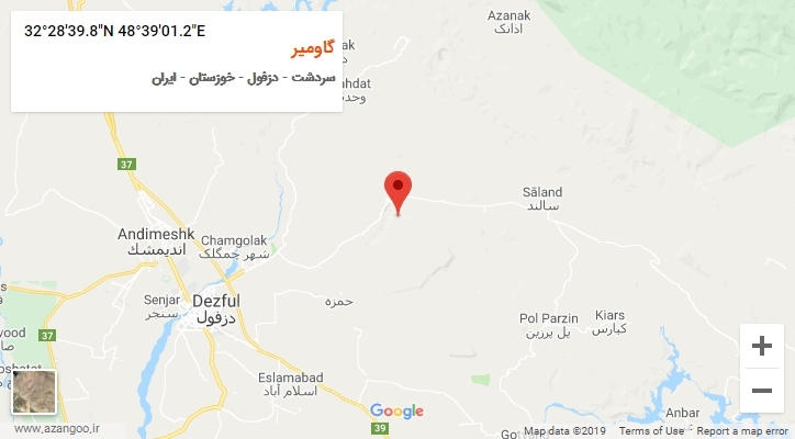 روستای گاومیر بر روی نقشه