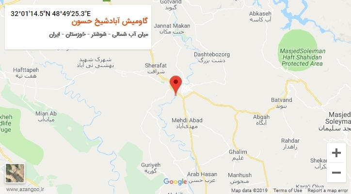 روستای گاومیش آبادشیخ حسون بر روی نقشه