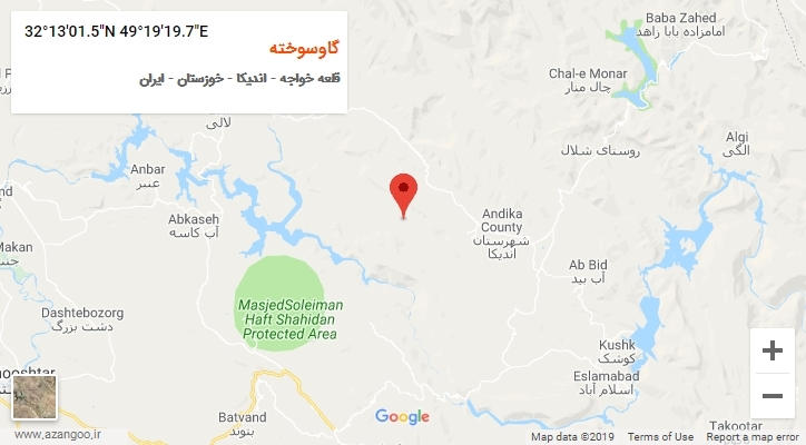 روستای گاوسوخته بر روی نقشه