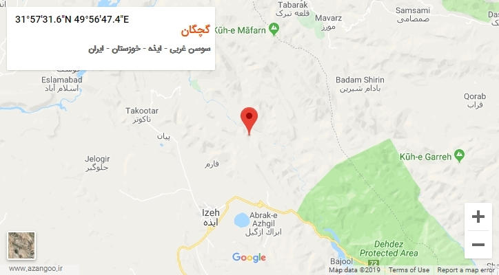 روستای گچگان بر روی نقشه